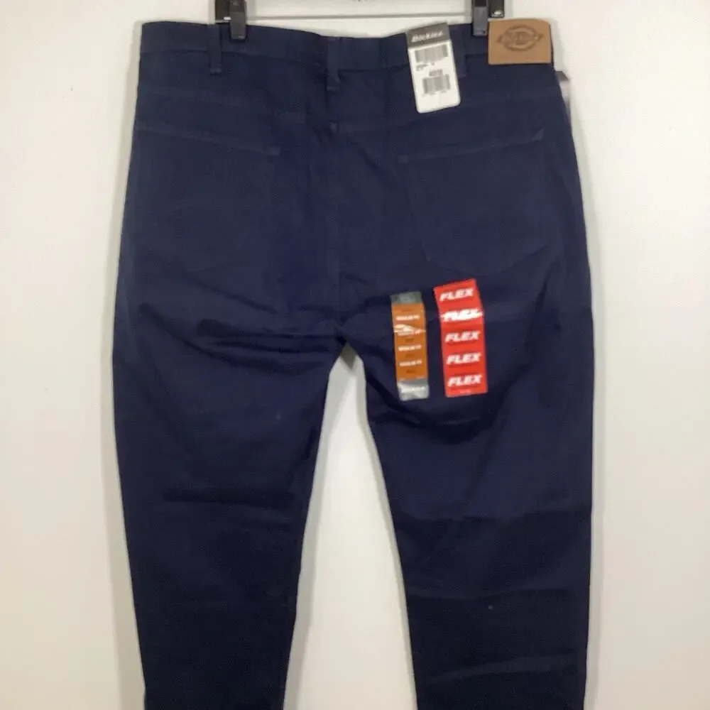 Dickies Mens Flex Regular Fit Straight Leg 40 X 32 Work Duck Pants Navy‎